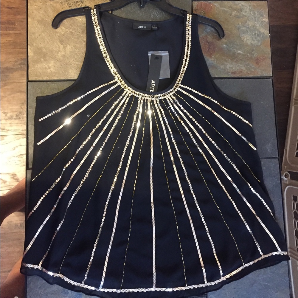 Sequined black tank
