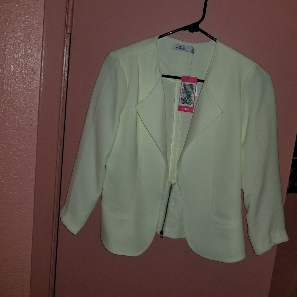 White tailored zip back blazer!
