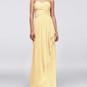 David's Bridal Crinkle Chiffon Dress Cascade Skirt