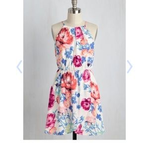 Mod cloth floral tulip hem dress