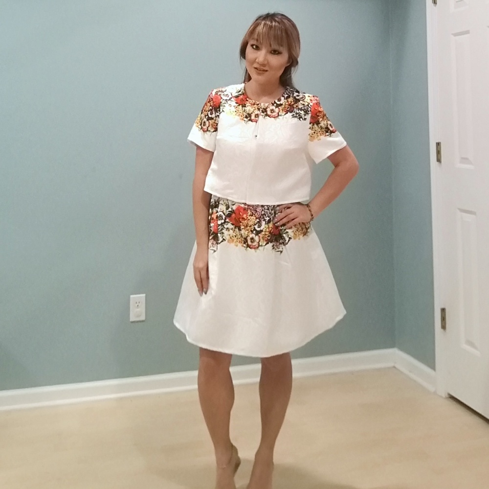 Floral print 2 pieces dress set