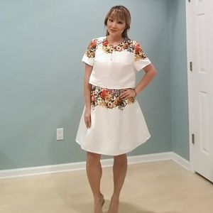 Floral print 2 pieces dress set