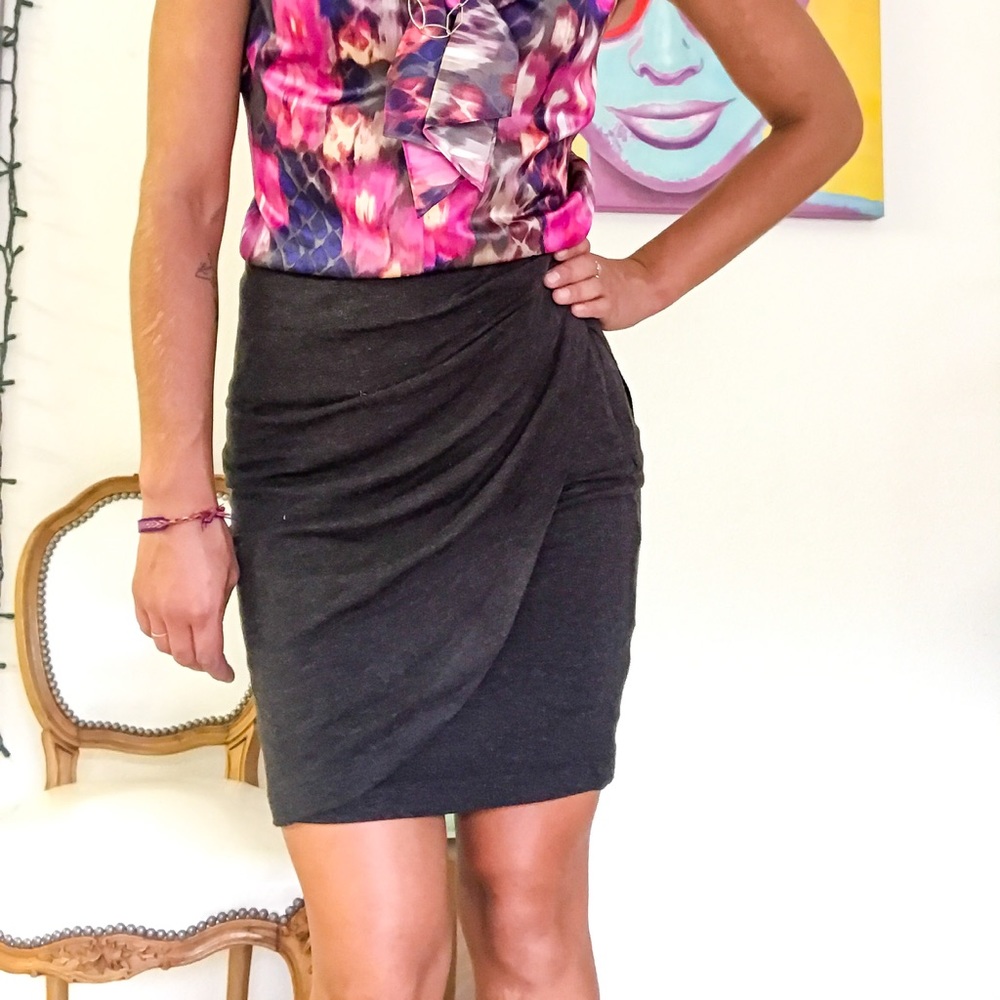 Ruched Wrap Pencil Skirt