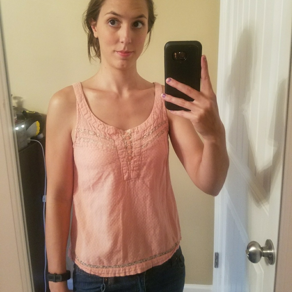 Kimchi Blue - Peach Cotton Sleeveless Shirt