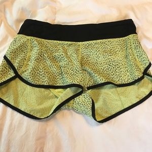 Yellow and black lululemon speed shorts