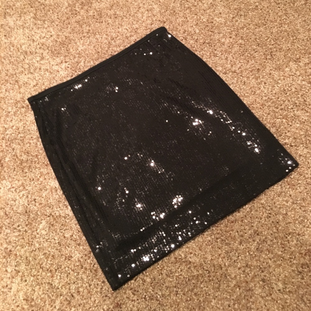 Black sequin mini skirt