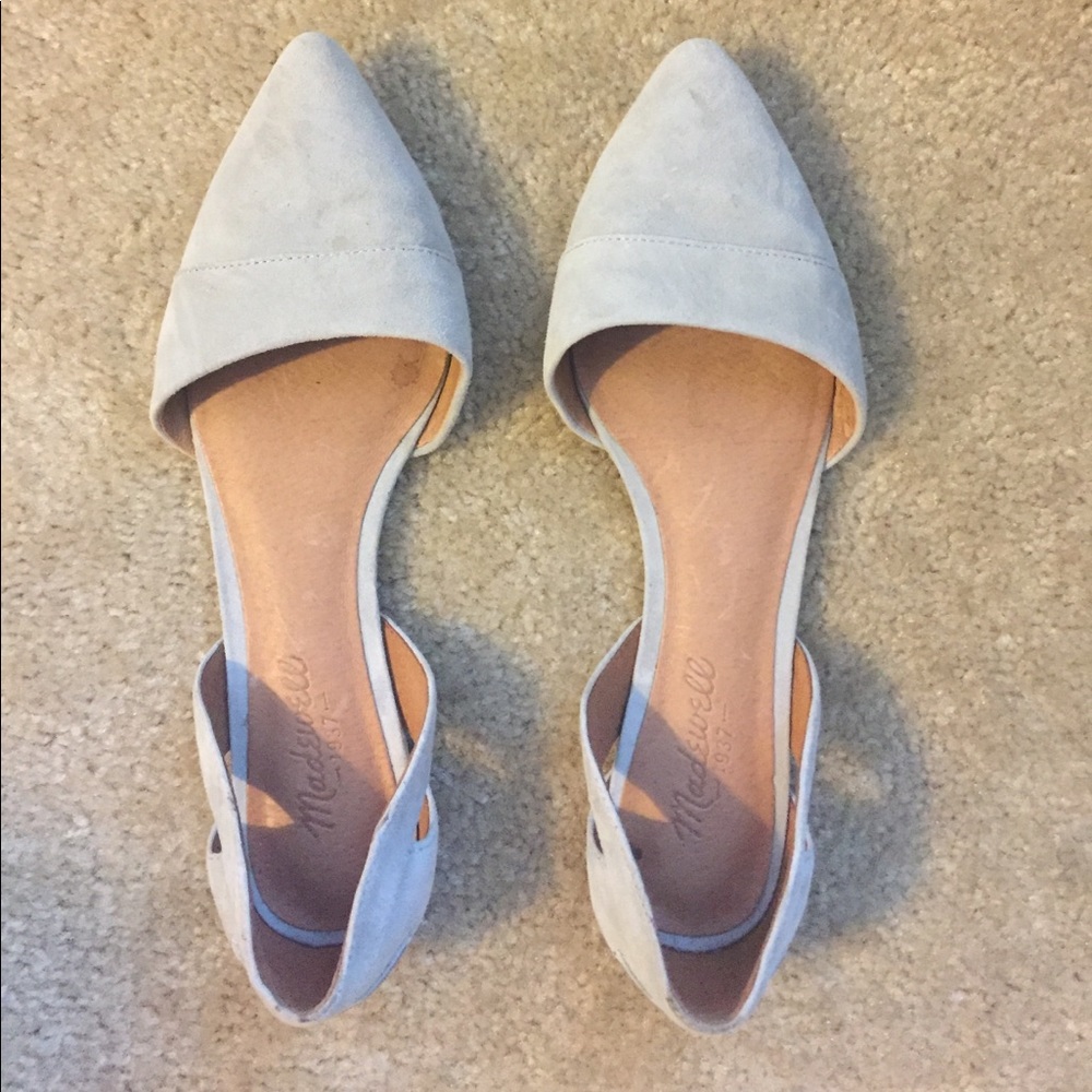 Grey suede d'orsay flats