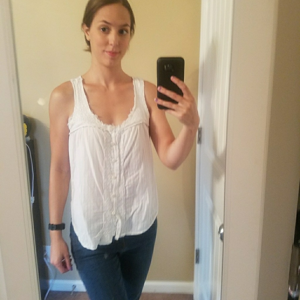 Charlotte Russe - Faux Button up White Tank Top