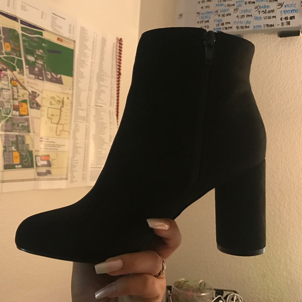 Black booties w/ circular heel