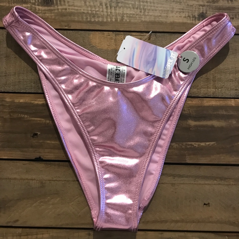 Brand new metallic pink high leg bikini. NWT