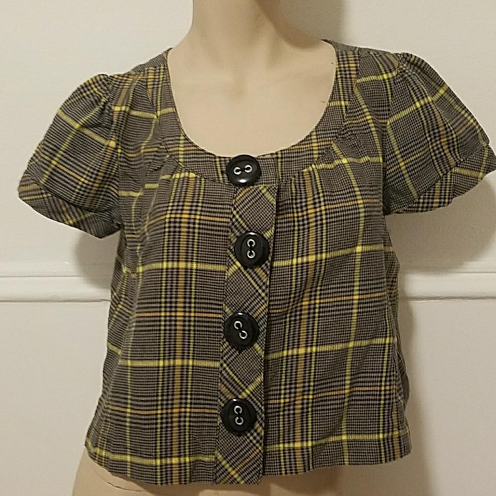Xhilaration yellow plaid top