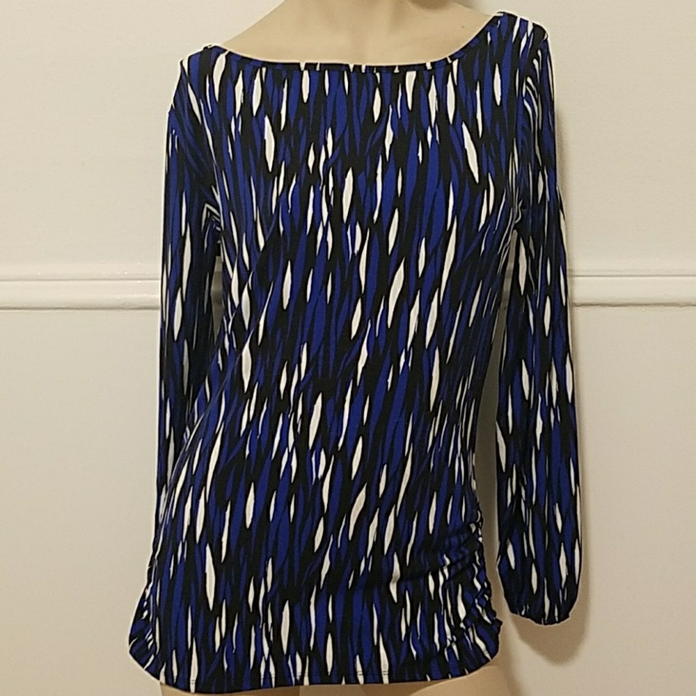 Worthington Stretch blue, black, white top