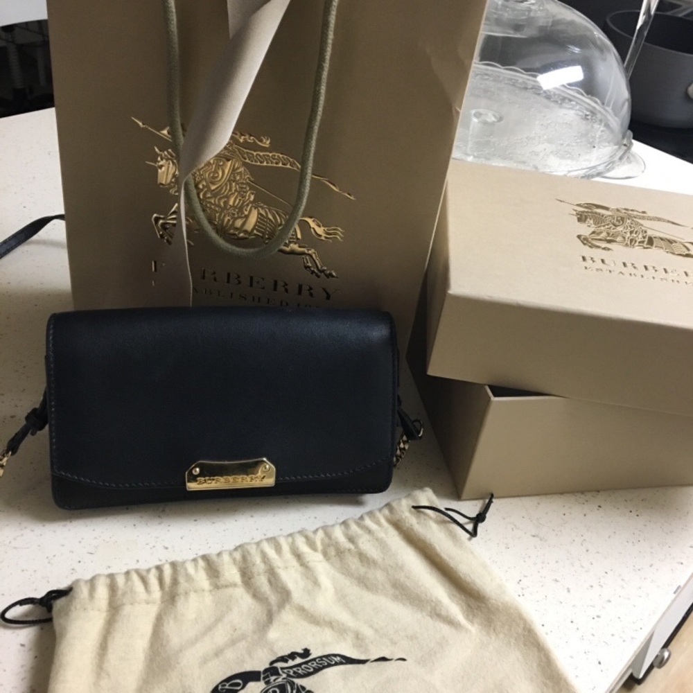 Black Burberry cross body wallet