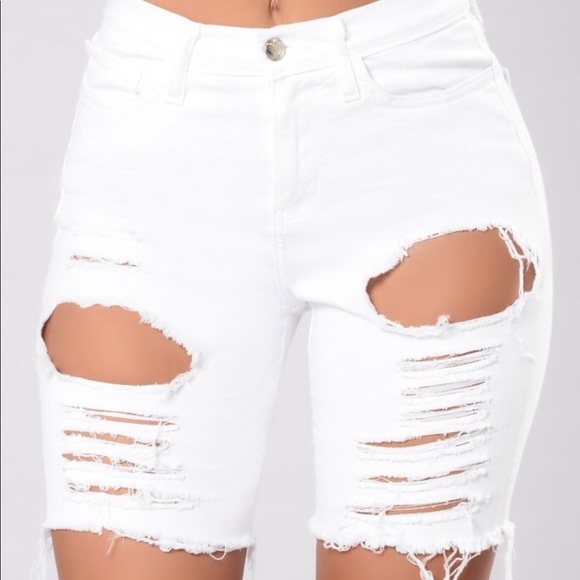 Fashion Nova Pants - White ripped shorts