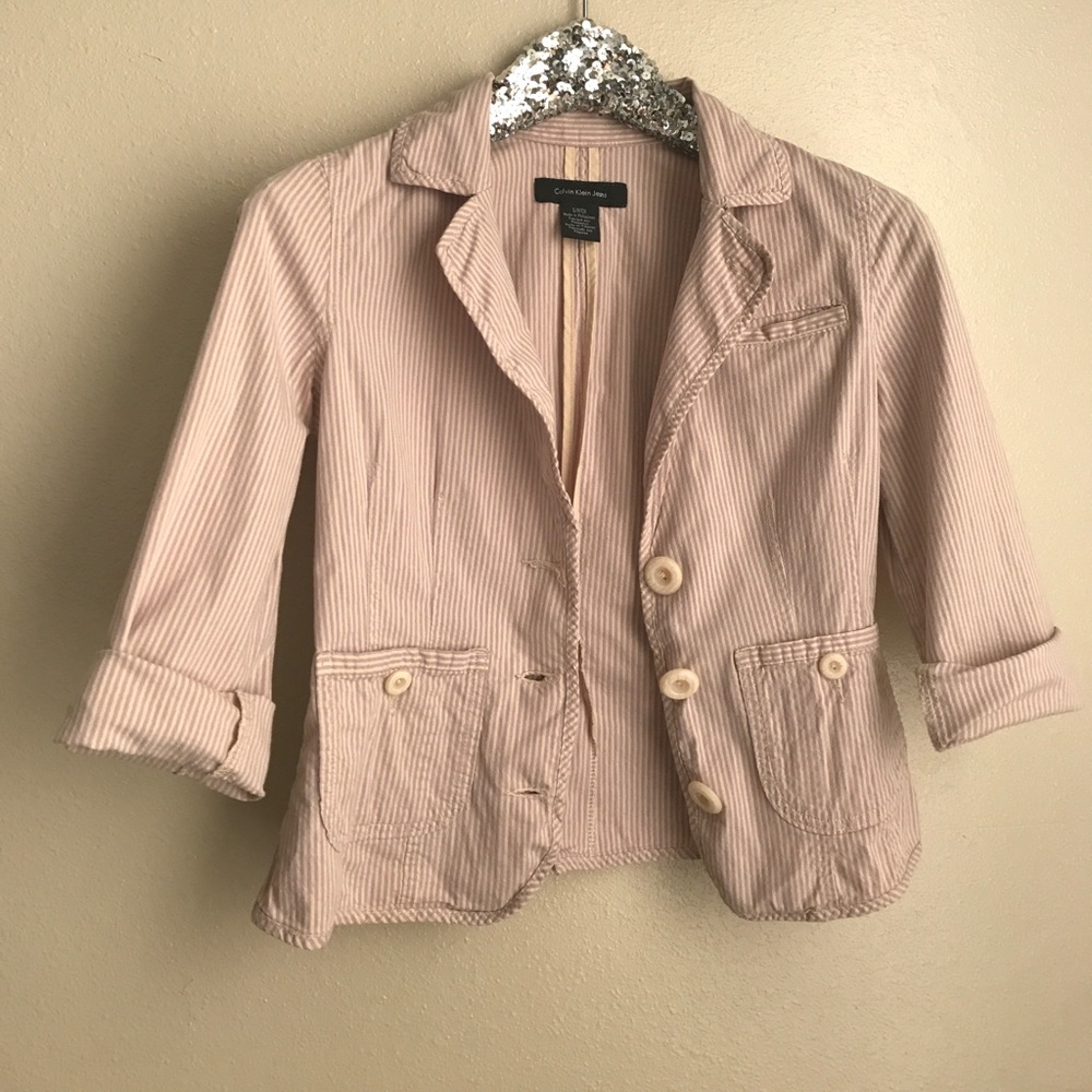 Pink pinstriped blazer