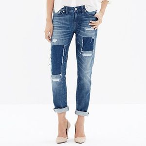 Madewell Slim Boyjean Patched Up Spring Wash NWOT Madewell Slim Boyjean Patched Up Spring Wash NWOT