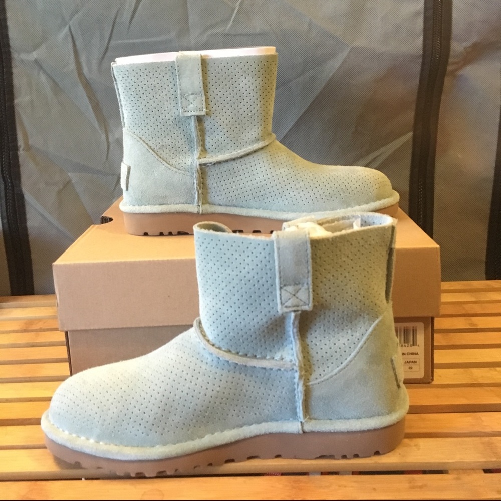 Classic Unlined Mini Perforated Leather Booties