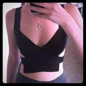 Tobi Black Cut Out Crop Top