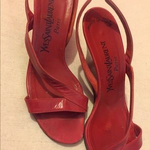 💋Vintage Yves Saint Laurent Red Leather Heels S7