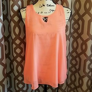 em Tops - Coral Keyhole Racer Back Tank Top - L em Tops - Coral Keyhole Racer Back Tank Top - L