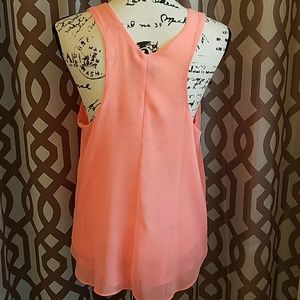 em Tops - Coral Keyhole Racer Back Tank Top - L em Tops - Coral Keyhole Racer Back Tank Top - L