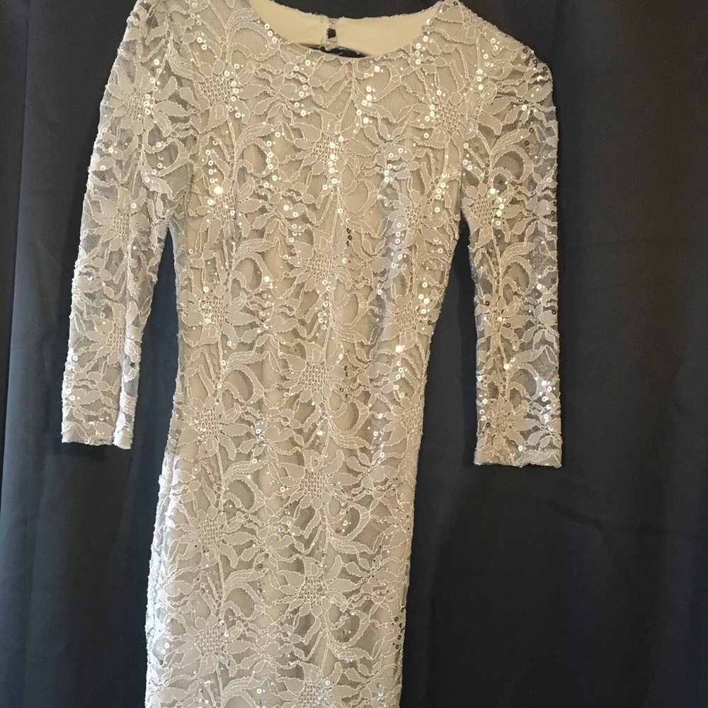 Silver sequence short formal dress