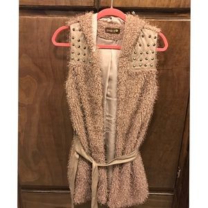 Tan Studded Long Vest
