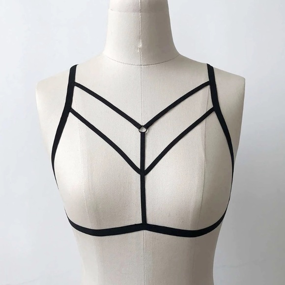 Sexy elastic cage bra / body harness top stretchy - Picture 3 of 3