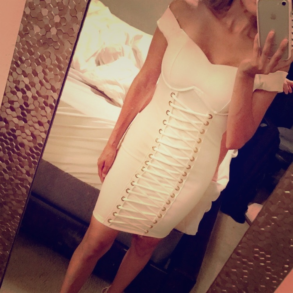 Off shoulder lace up dress