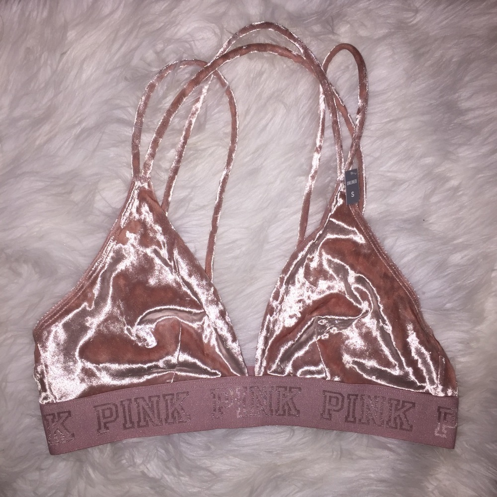 XS VELVET VS PINK Bralette Light Pink New