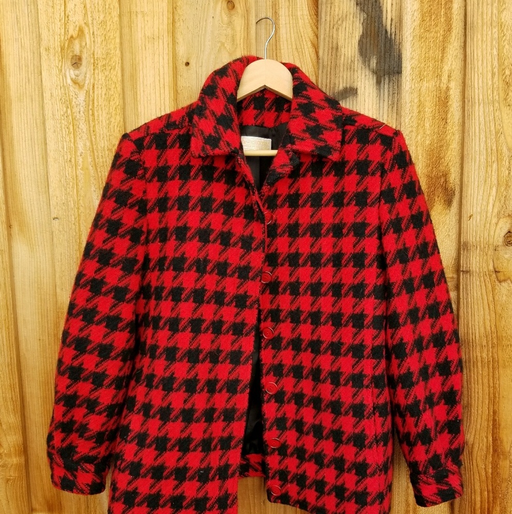 Pendleton Houndstooth Wool Coat