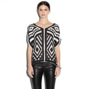 Milly 4 black white silk dolman sleeve top NWT