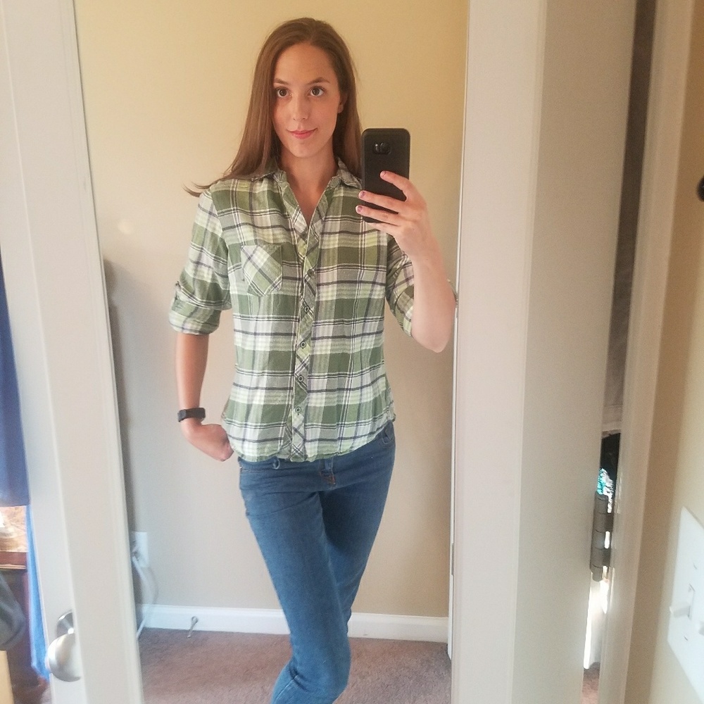 Jane Ashley - S - Vintage Workwear Green Plaid