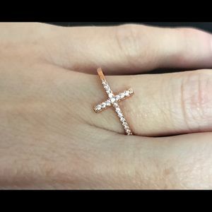Rose plated gold cross ring