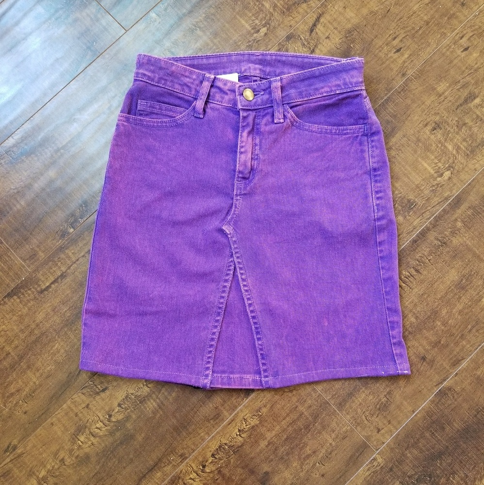 Bright Purple Denim Hi-Waisted skirt