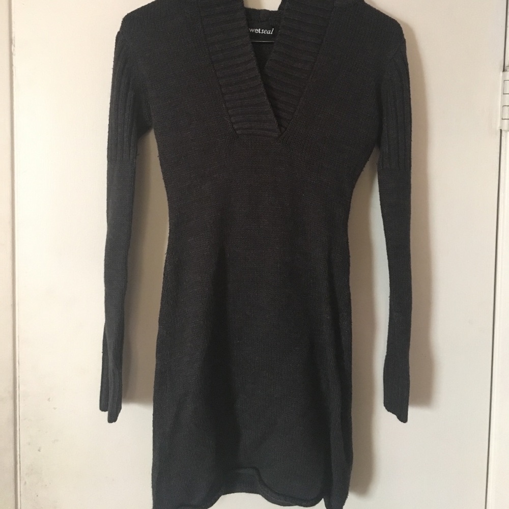 Wet Seal Women's Charcoal Long sleeve Dress