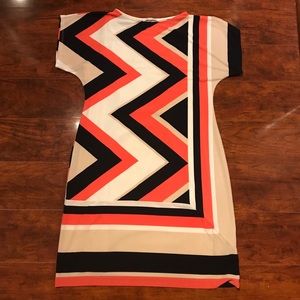 Studio One | Coral, Black & Tan Dress