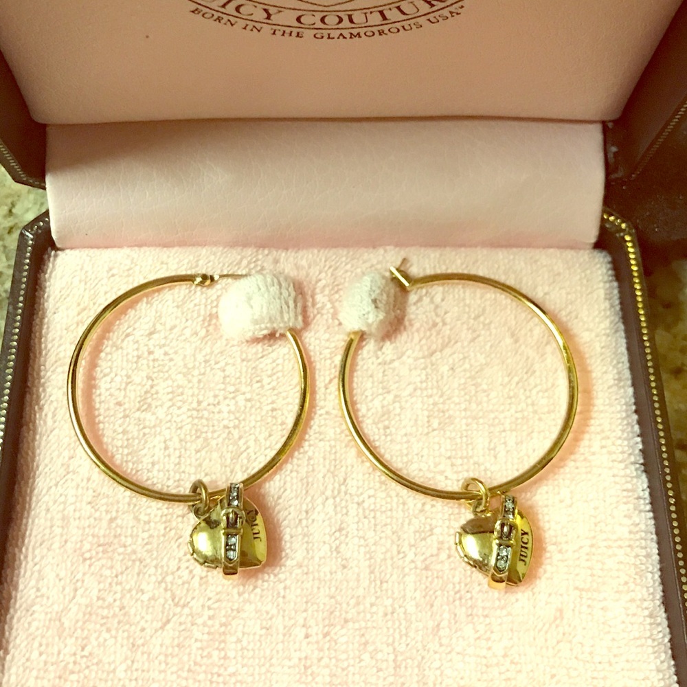 Juicy Couture Gold Hoops with Heart Buckle