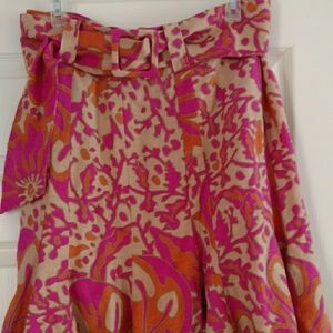 Focus 2000 belted linen skit with pleats