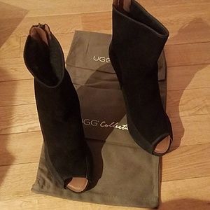 Ugg open toe fur lined 4 1/2 inch heels