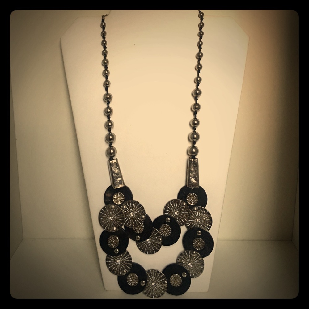 Artisanal wood and metal necklace