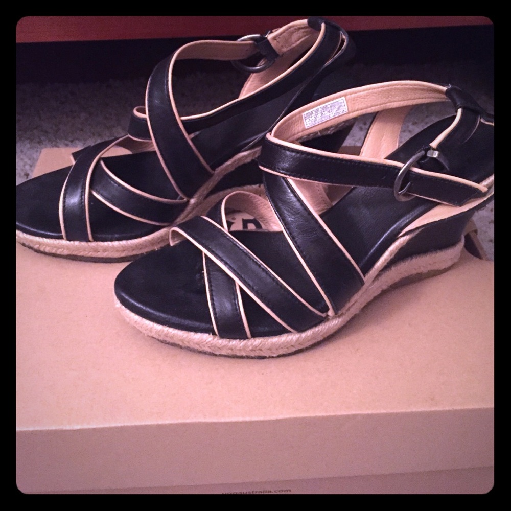Beautiful leather UGG wedge sandals