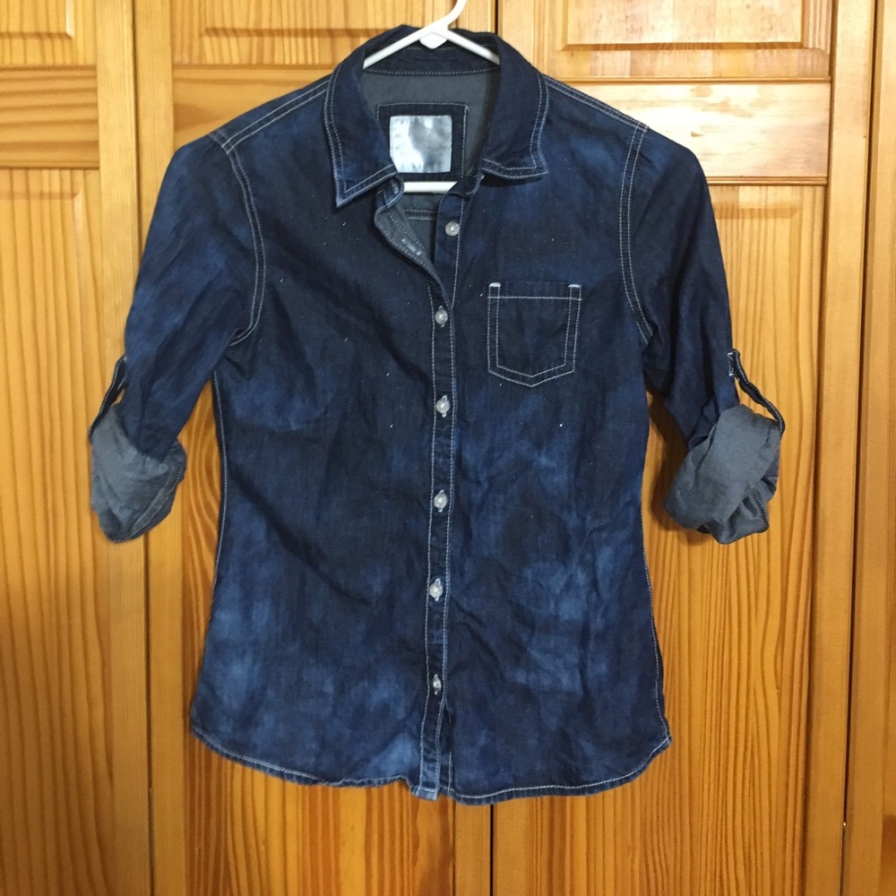 Justice button up glitter jean top size 12