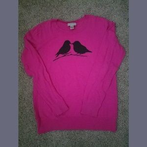 LOFT pink medium bird sweater