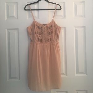 Blush pink beaded mini dress
