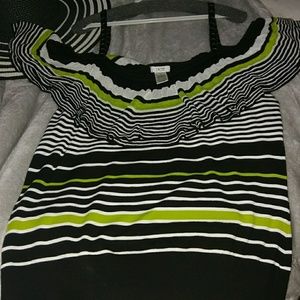 Cache Black Avocado Green and White Shirt