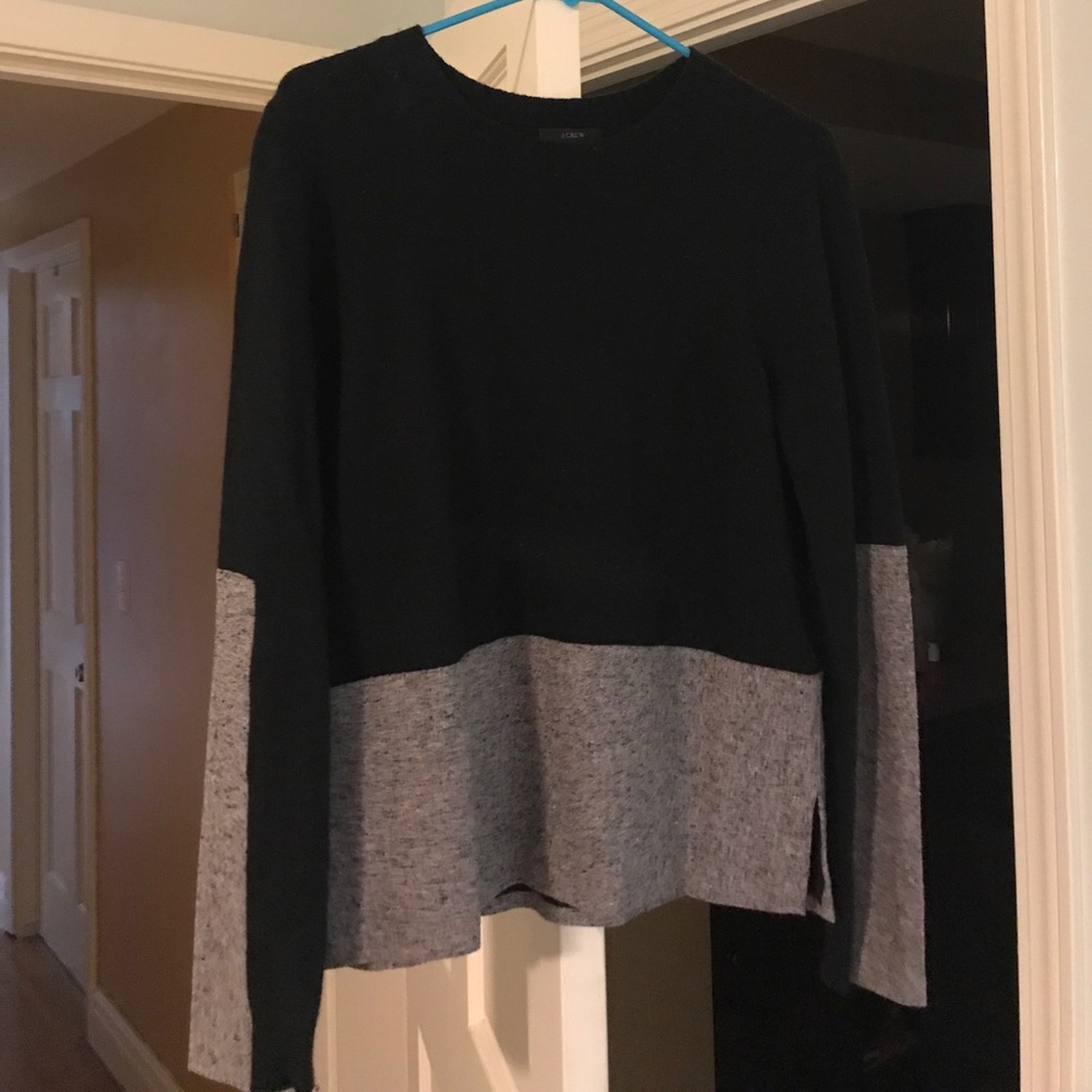 Wool and cashmere black and grey j crew sweater