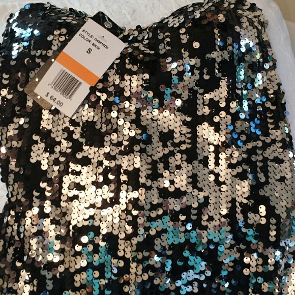 Black and Silver Sequin Strapless Dress NWT - Picture 2 of 3