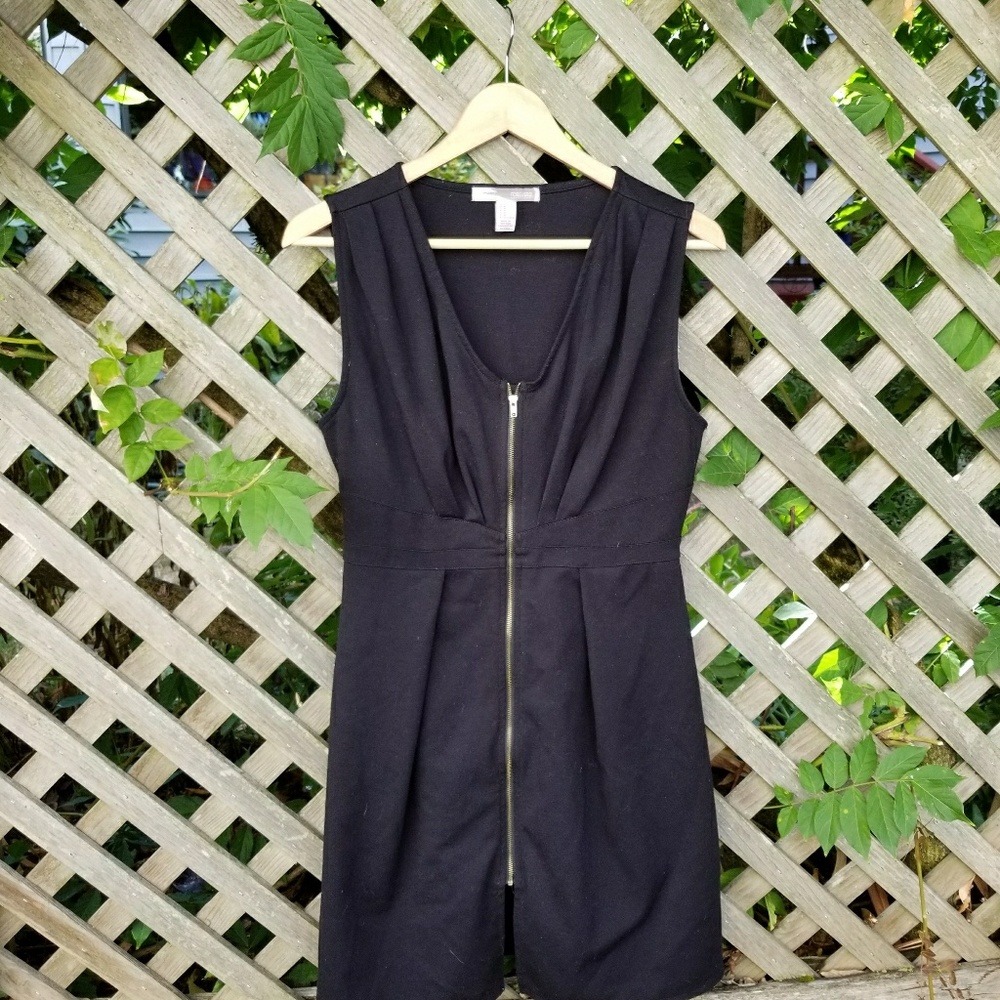 Black Jersey Zipper Dress