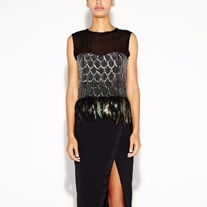 Nicole Miller black embellished feather top Nicole Miller black embellished feather top